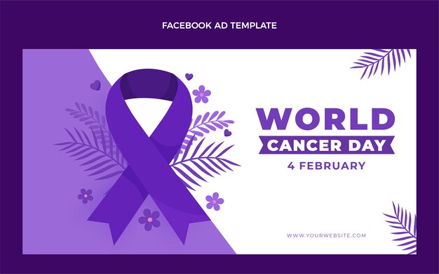 Modello promozionale di social media per la giornata mondiale del cancro piatta