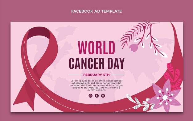 Flat world cancer day social media promo template