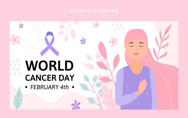 Flat world cancer day social media promo template