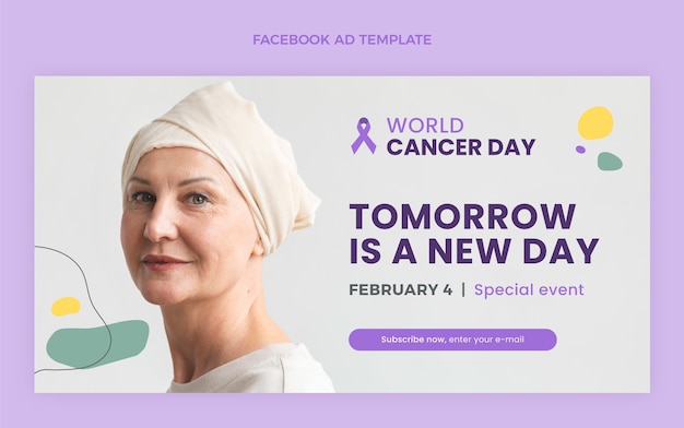 Flat world cancer day social media promo template