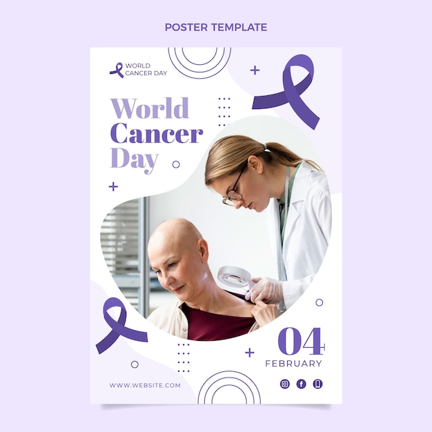 평평한 세계 암의 날 세로 포스터 템플릿
