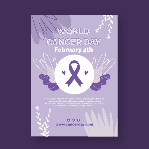 평평한 세계 암의 날 세로 포스터 템플릿