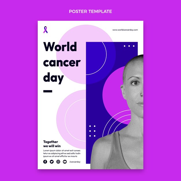 Flat world cancer day vertical poster template
