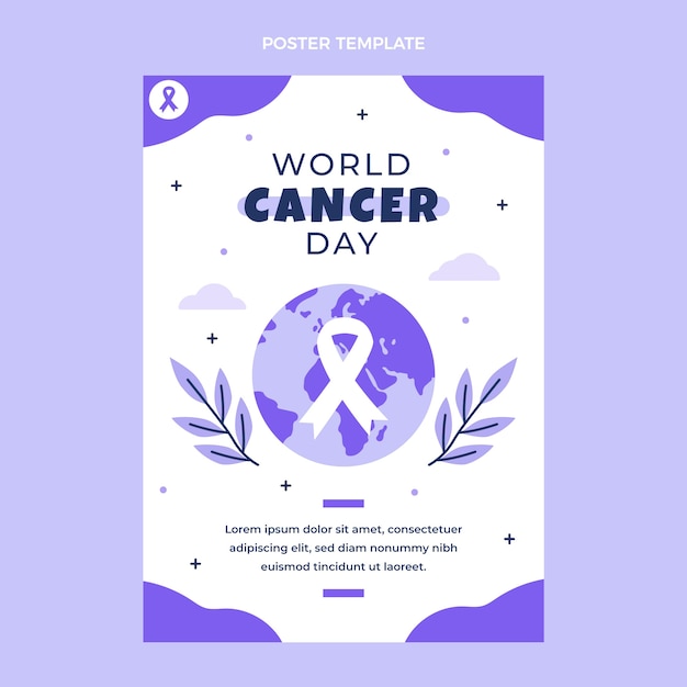 Flat world cancer day vertical poster template