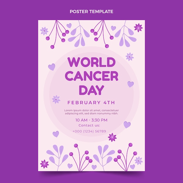 Free vector flat world cancer day vertical poster template