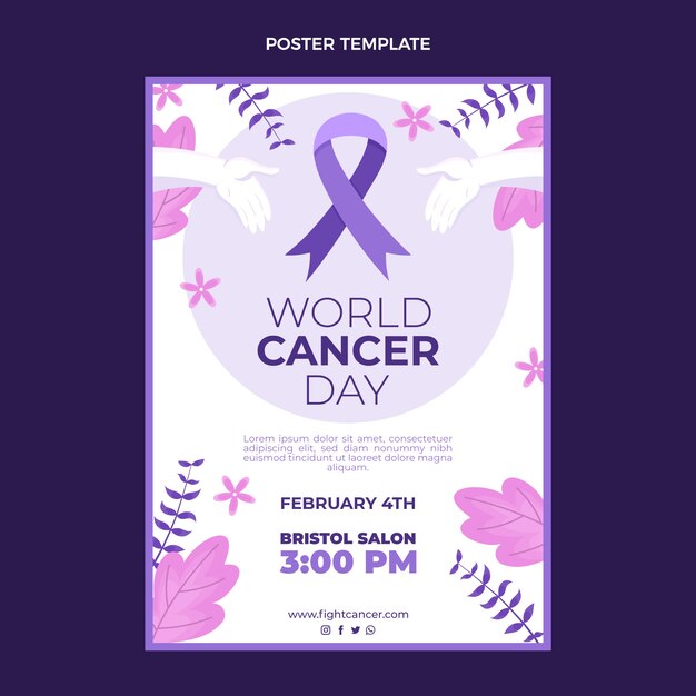 Плоский шаблон вертикального плаката всемирного дня борьбы с раком