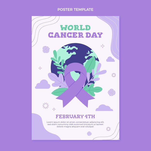 Flat world cancer day vertical poster template