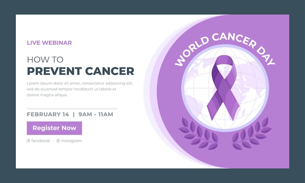 Free vector flat world cancer day webinar template