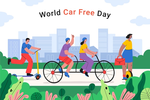 Flat world car free day background