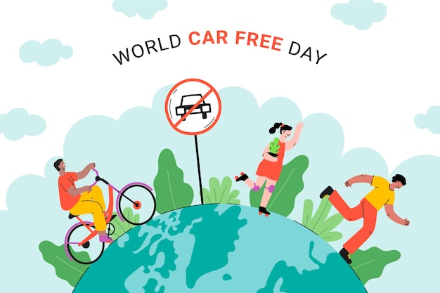 Free vector flat world car free day background