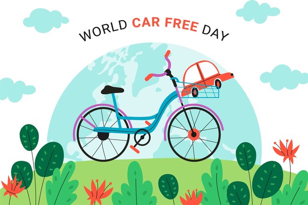 Flat world car free day background