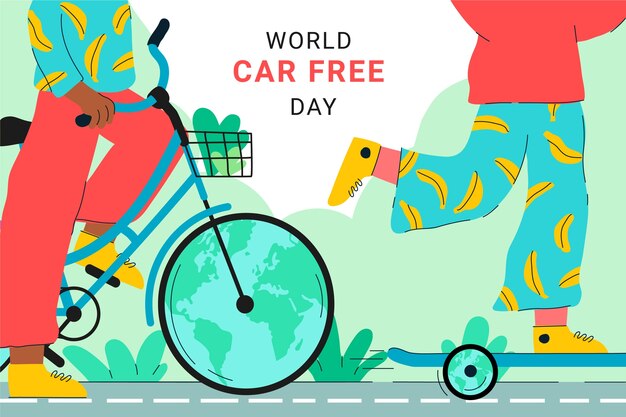 Flat world car free day background