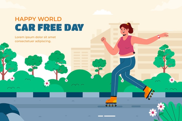 Free vector flat world car free day background