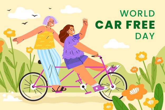 Flat world car free day background