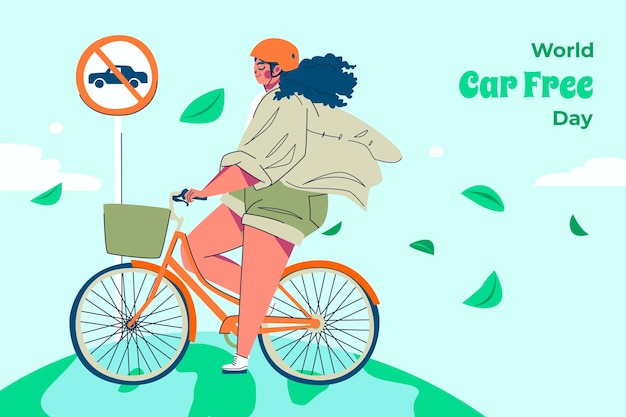 Flat world car free day background