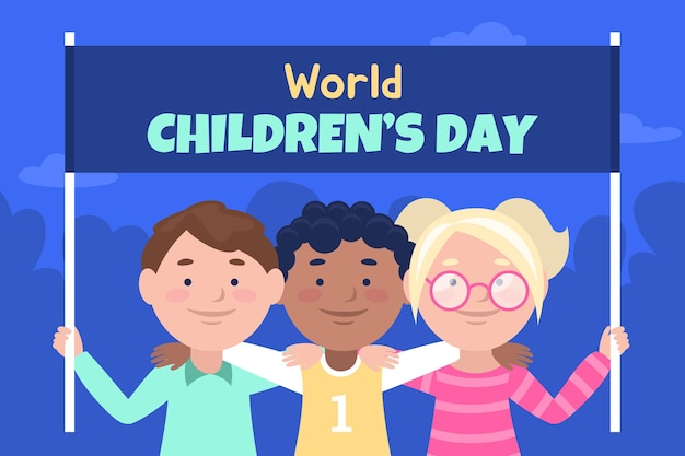 Flat world children's day background