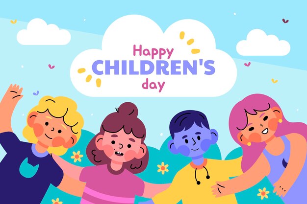 Flat world children's day background