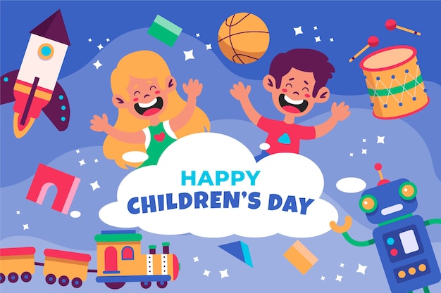 Flat world children's day background