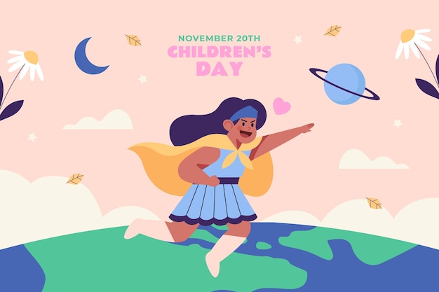 Flat world children's day background