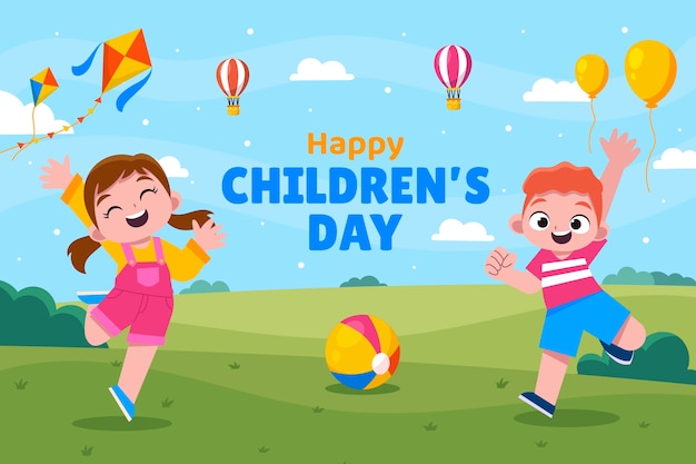 Flat world children's day background