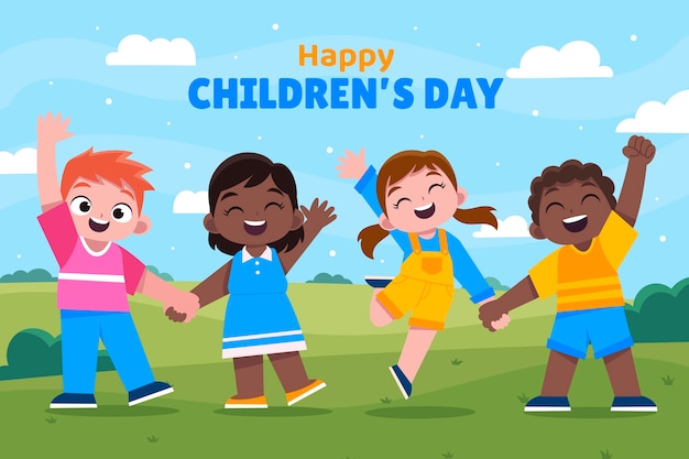 flat world children's day background