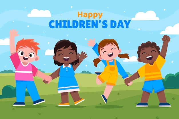 Free vector flat world children's day background