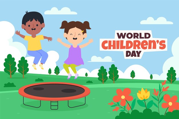 Flat world children's day background
