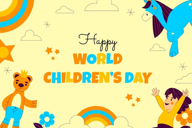 Flat world children's day background