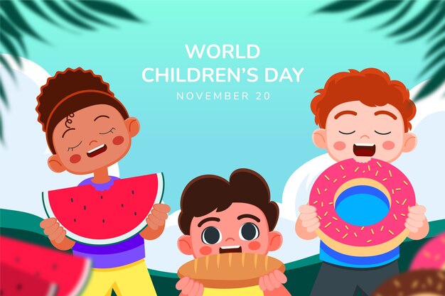 Flat world children's day background