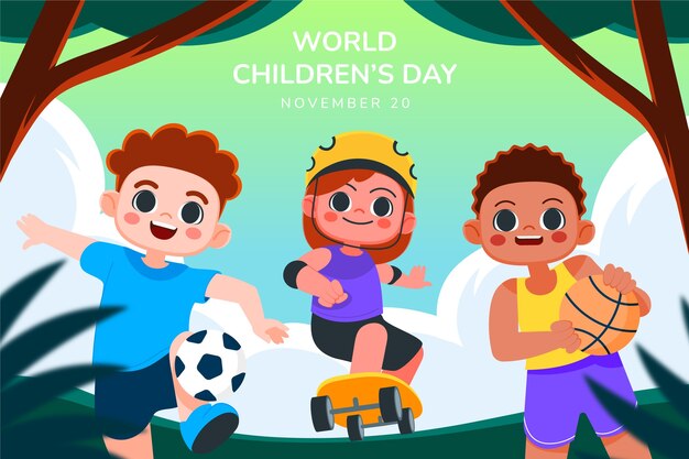 Flat world children's day background