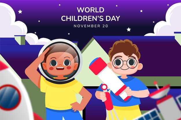 Flat world children's day background