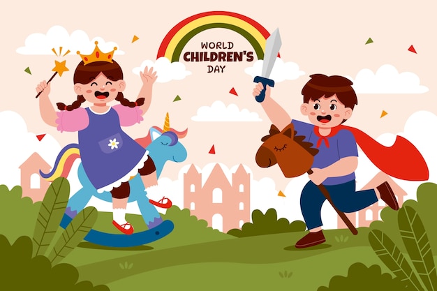 Flat world children's day background