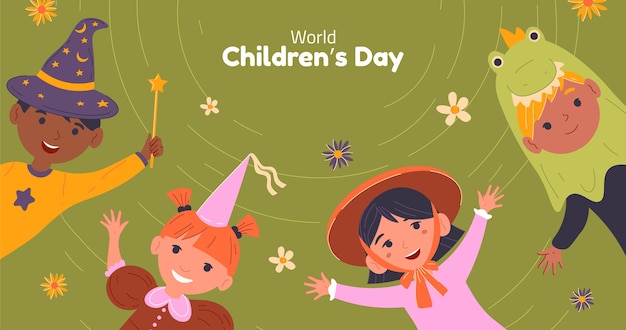 Flat world children's day background