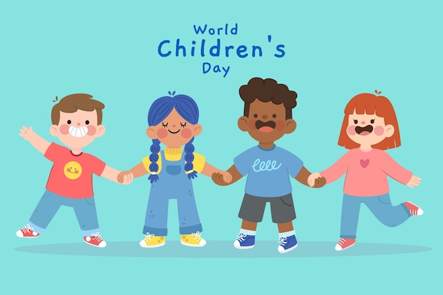 Flat World Children’s Day Background – Vector Templates