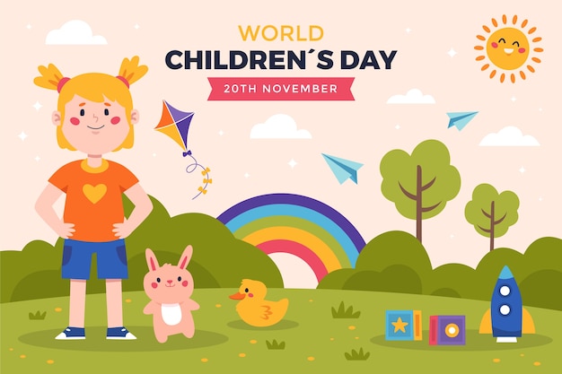 Flat world children's day background