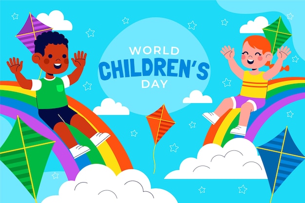 Flat world children's day background