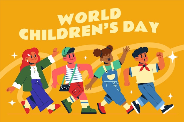 Flat World Children’s Day Background – Vector Templates