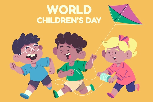 Плоский всемирный детский день фон