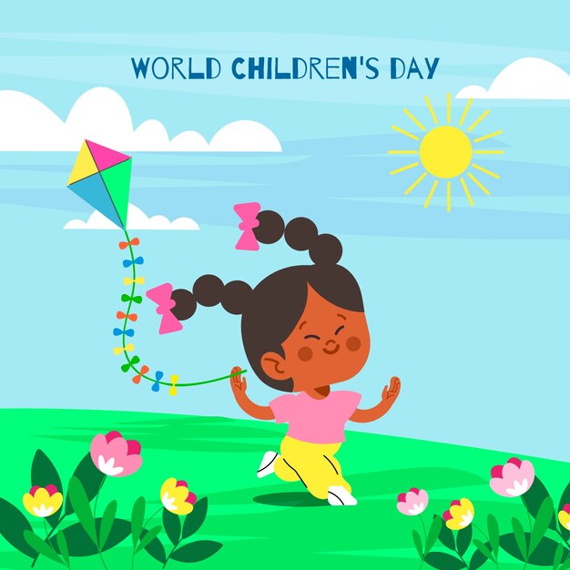 Flat world children's day illustration