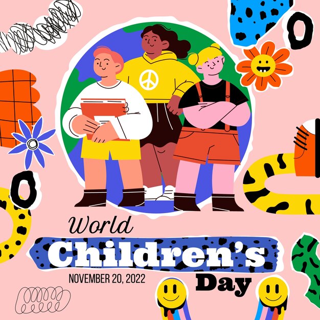 Flat world children's day illustration