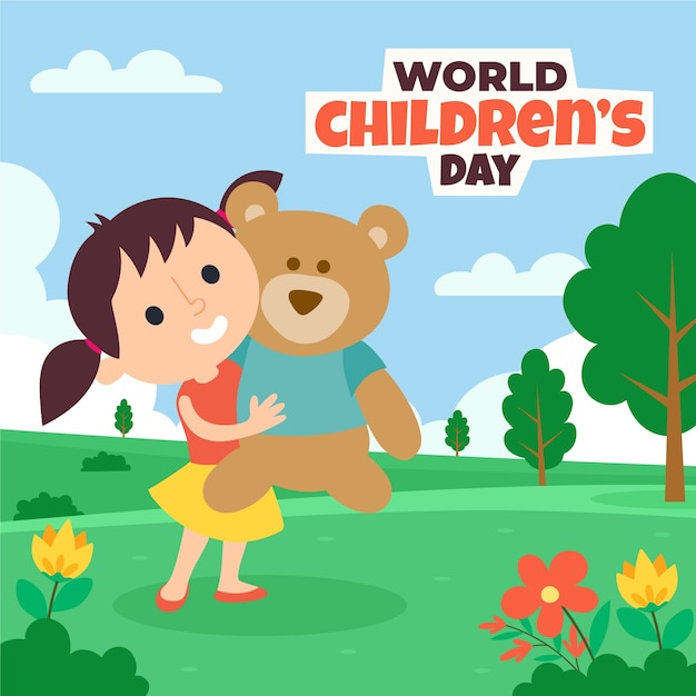 Flat world children's day illustration