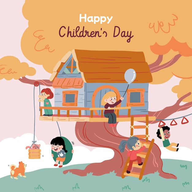 Free vector flat world children's day illustration