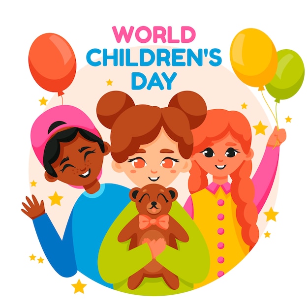 Flat world children's day illustration