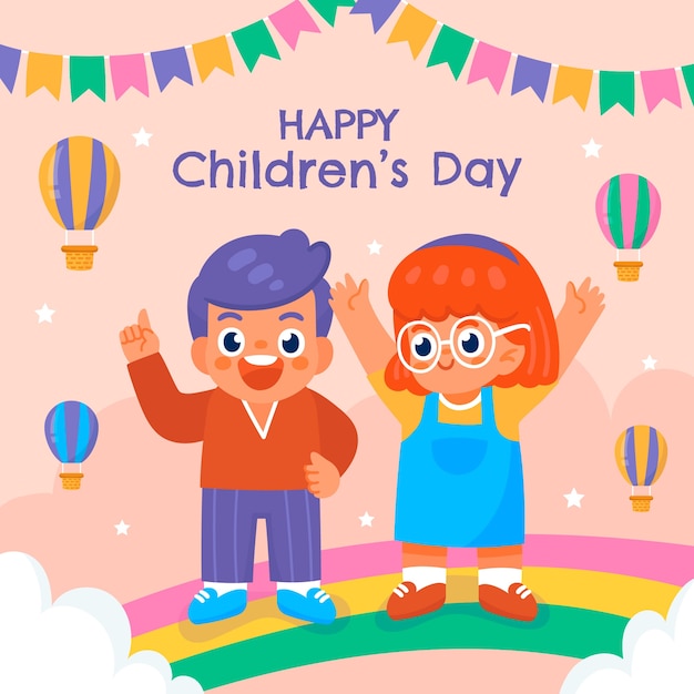 Flat world children's day illustration