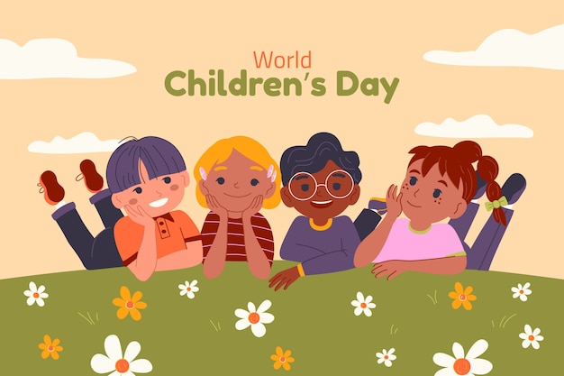 Free vector flat world children's day illustration