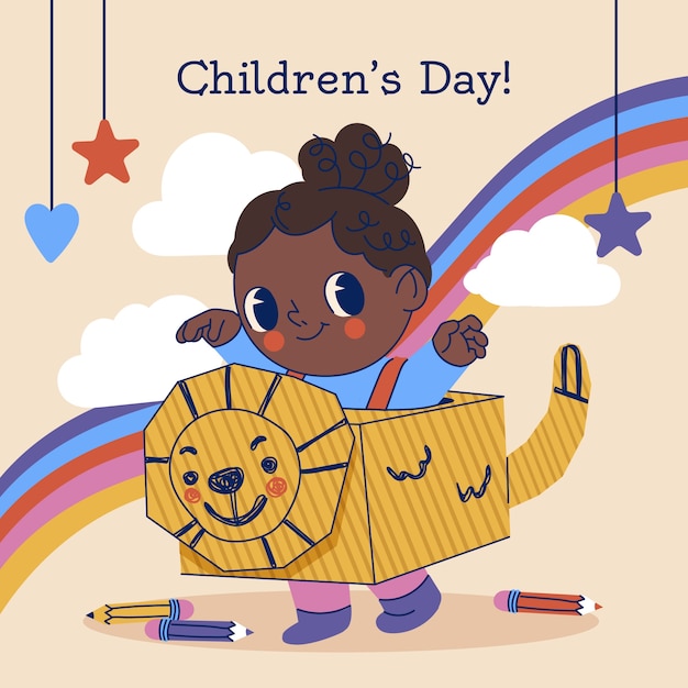 Flat world children's day illustration