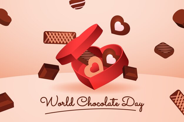 Flat world chocolate day background with chocolate sweets