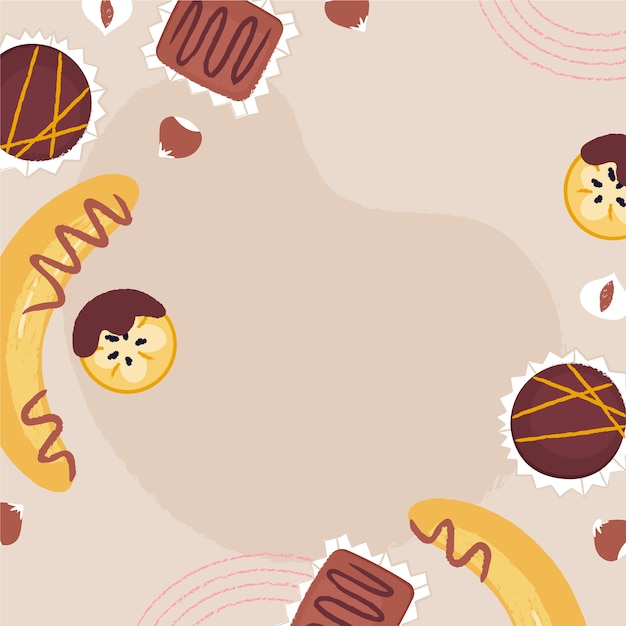 Free vector flat world chocolate day background with chocolate sweets