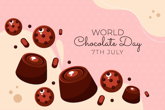 초콜릿 과자와 평평한 세계 초콜릿의 날 배경