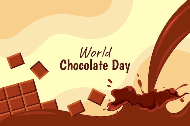 Flat world chocolate day background with chocolate